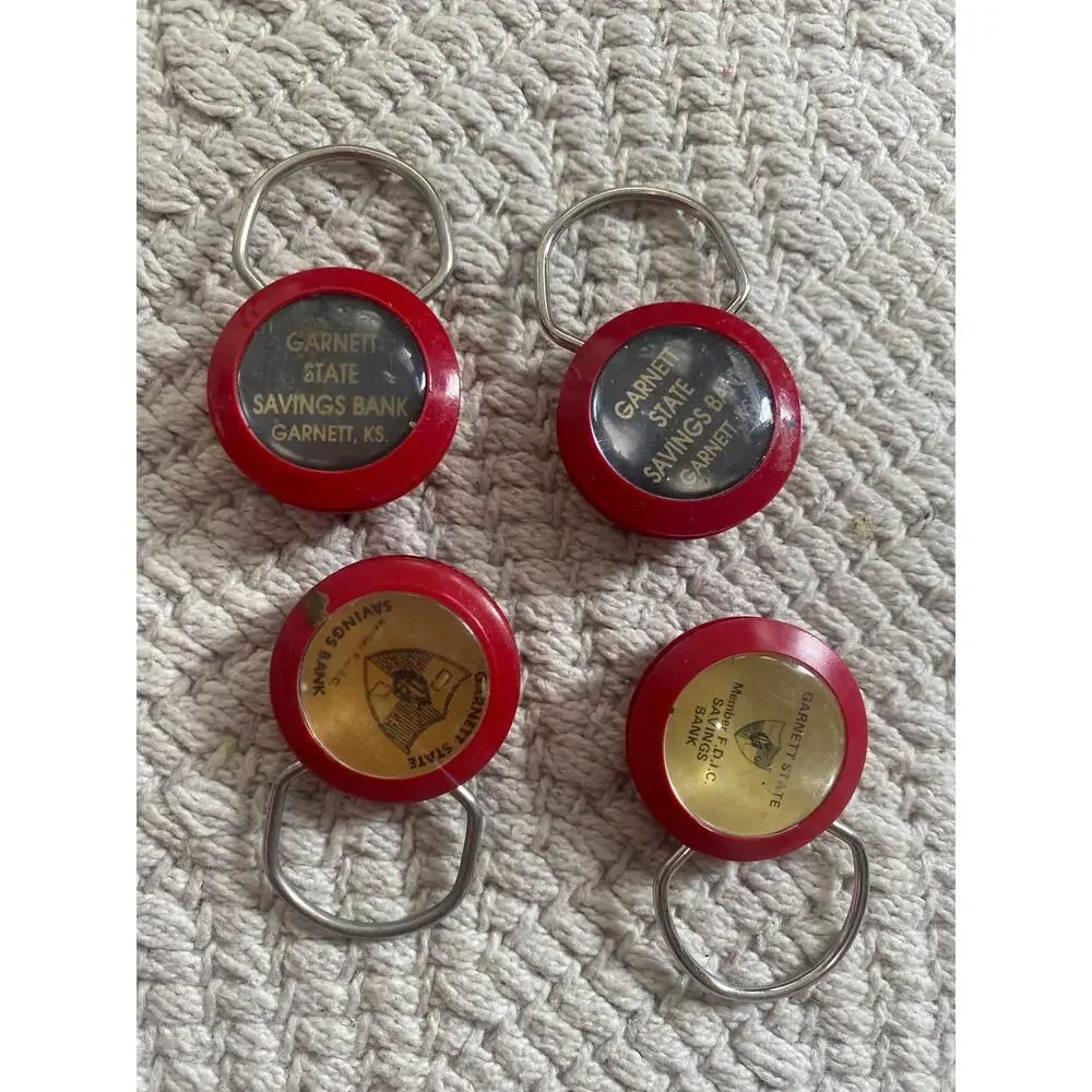 Vintage Garnett State Savings Bank KS Keychains Lot of 7 Snap Off Show Ring NOS